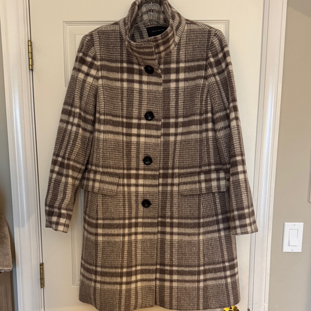 Ann Taylor plaid wool coat